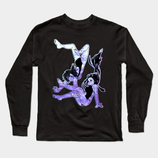 Manga Girls Underwater Glitch Aesthetic Long Sleeve T-Shirt